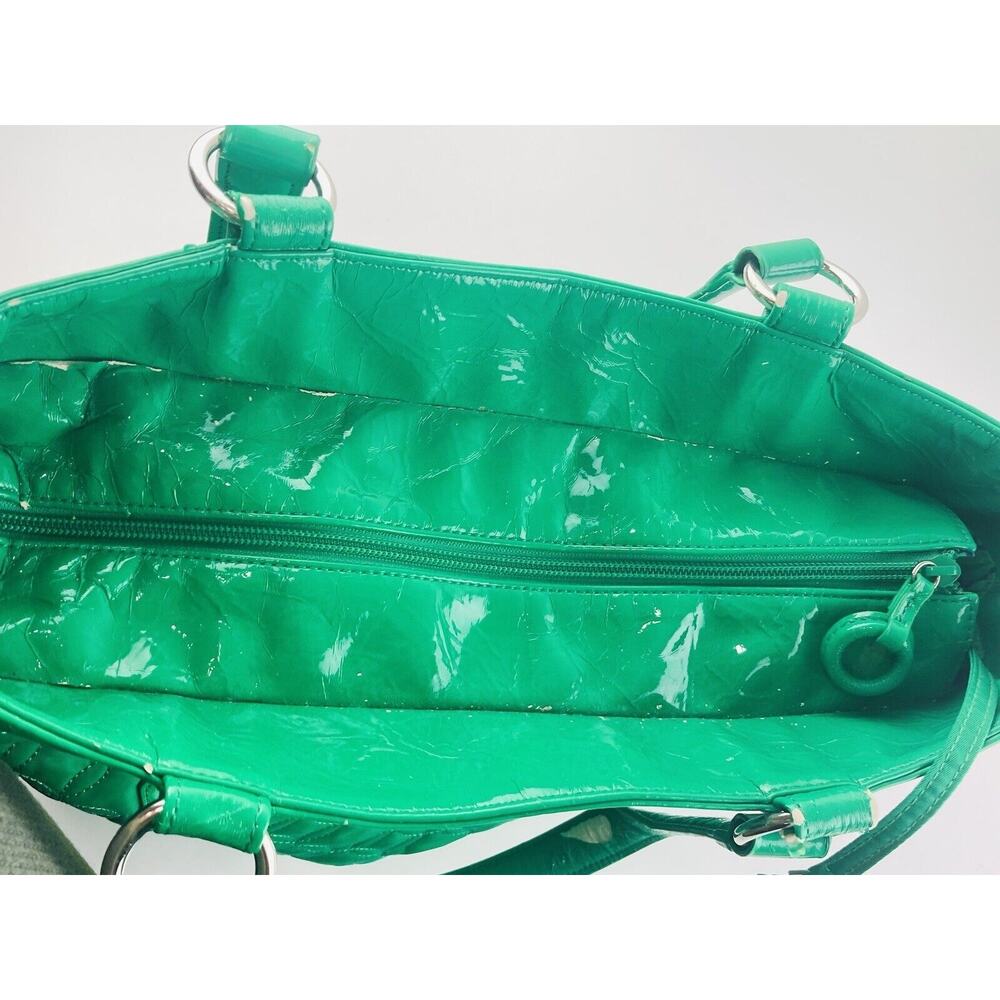 Vera Bradley Shoulder Bag Satchel Large Multi Compartment Green Solid Wedding Ri - Picture 10 of 14